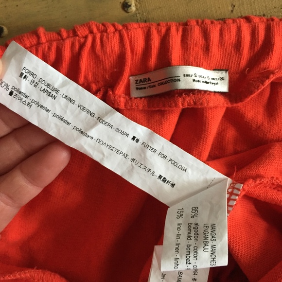 ZARA BRIGHT RED PUFf SLEEVE OFF SHOULDER TOP S - Picture 5 of 11